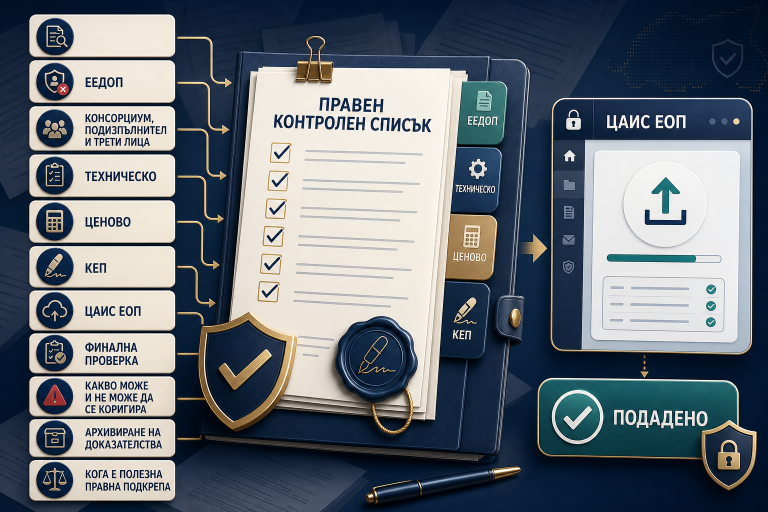Инфографичен правен контролен списък за подготовка и подаване на оферта за обществена поръчка